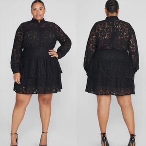 Fashion to Figure Madelyn Lace Ruffle Dress 0X NWT Y2K  unconventional lace LBD